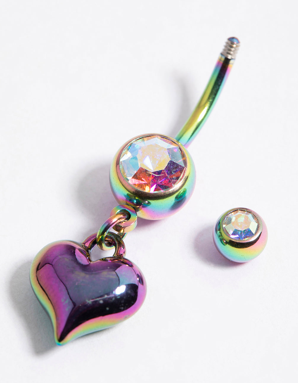 Purple Coated Surgical Steel Heart Belly Ring