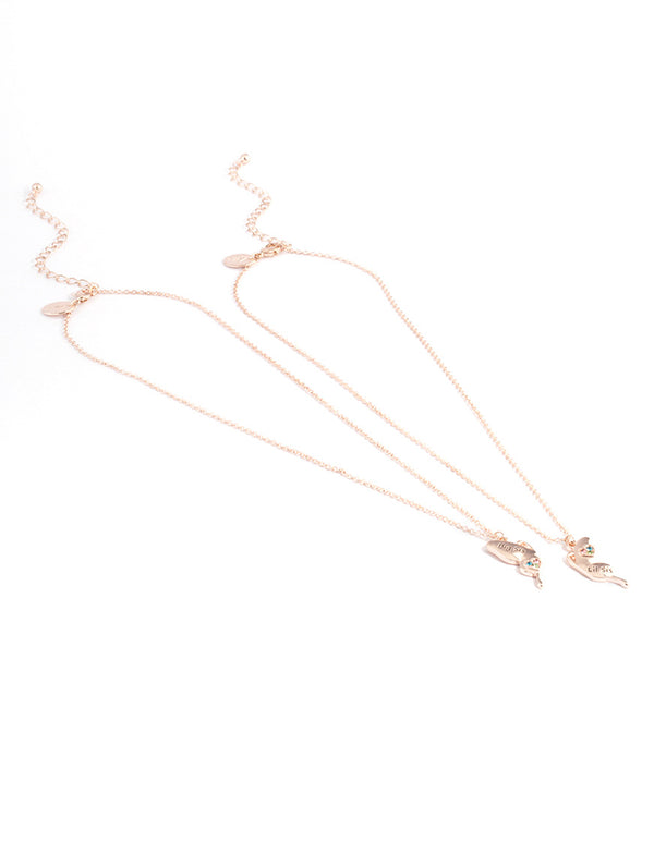 Rose Gold Butterfly Sister Necklace Pack