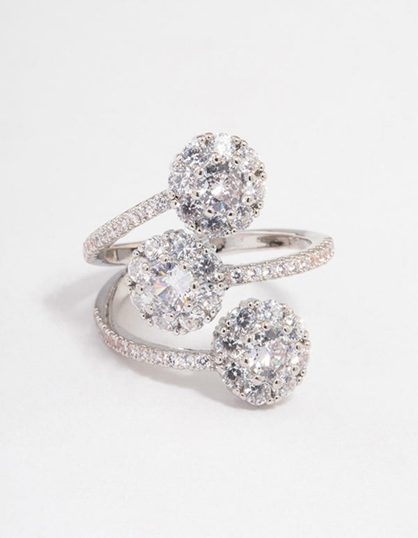 Silver Round Three Tier Ring