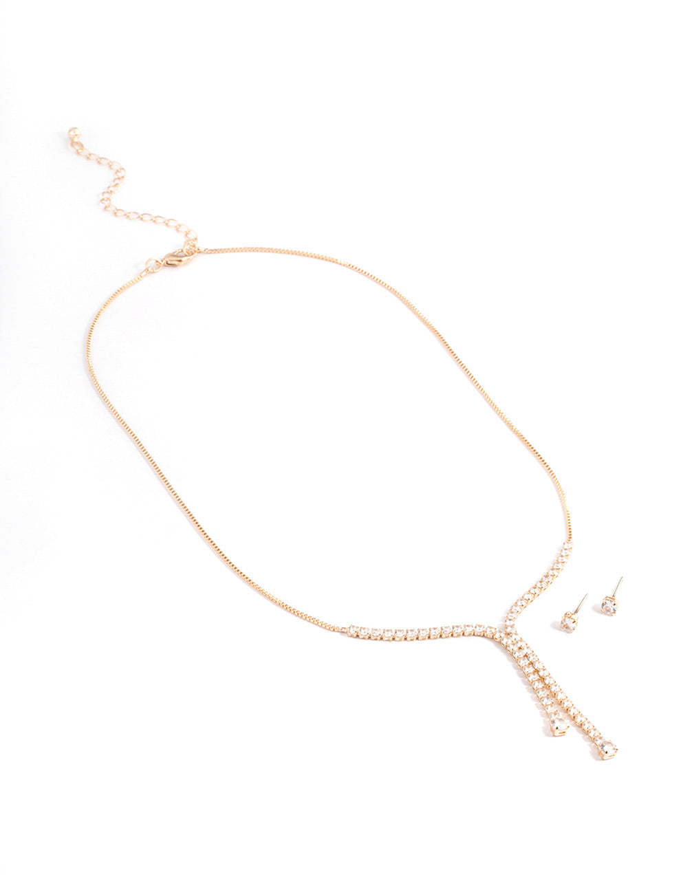 Gold Cubic Zirconia Multi Y-Neck Jewellery Set