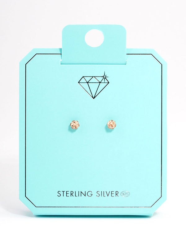 Sterling Silver Silk Pave Ball Stud Earrings