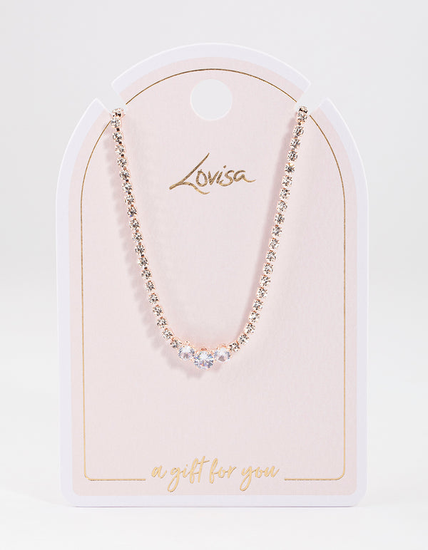 Rose Gold Cupchain Diamante Necklace