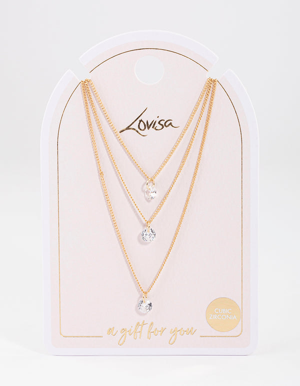 Gold Classic Diamante Layered Necklace