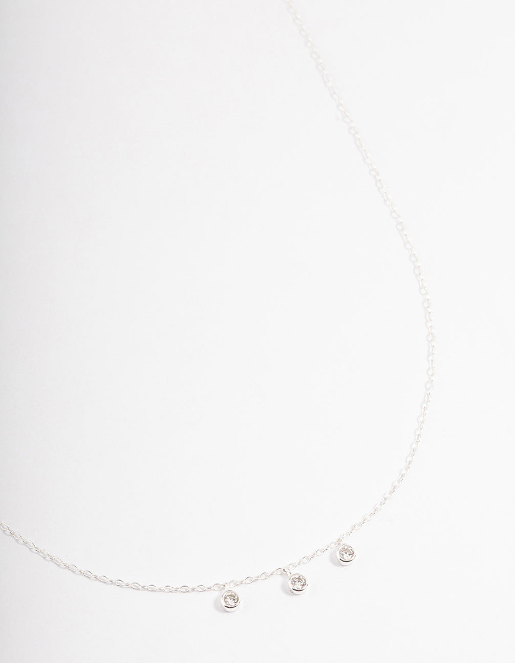 Sterling Silver Bezel Trio Cubic Zirconia Necklace