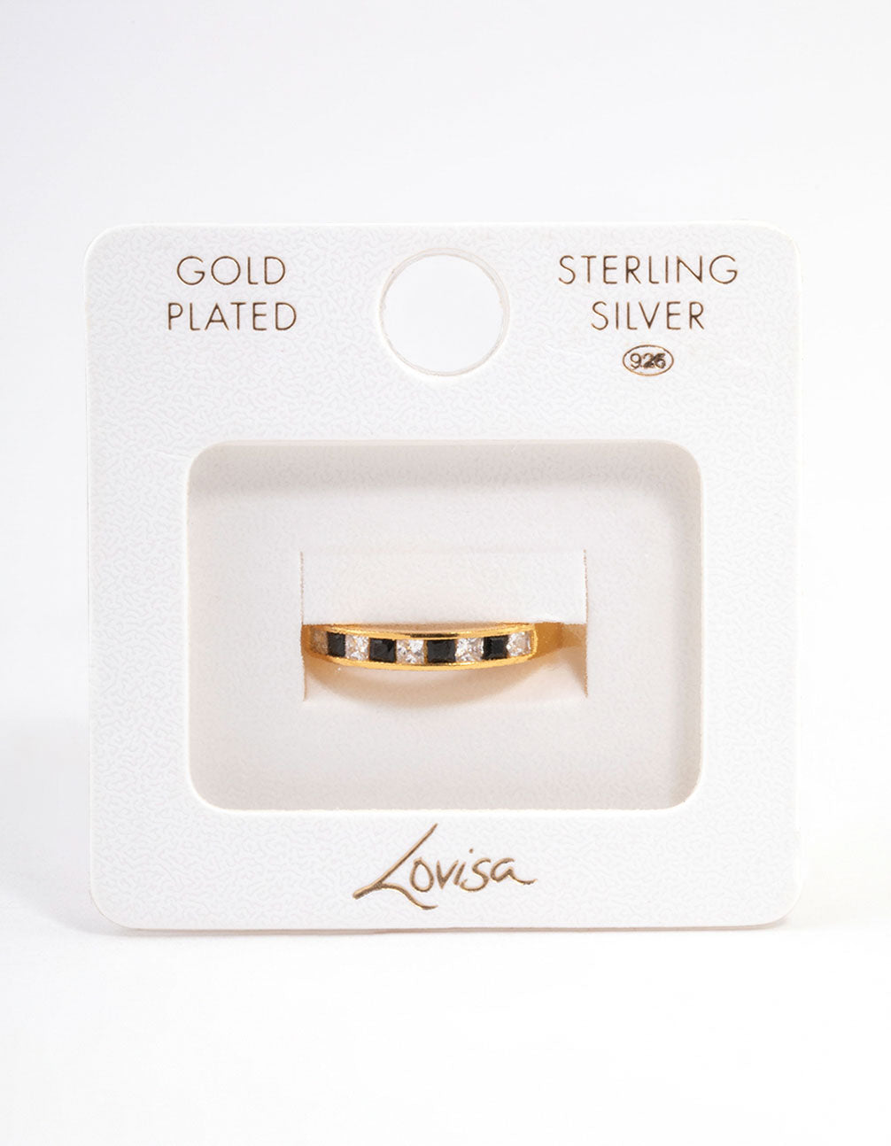 Gold Plated Sterling Silver Checkered Band Ring