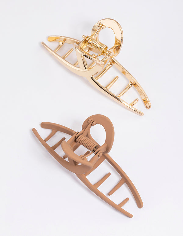 Brown Coated Metal Claw Clip Pack