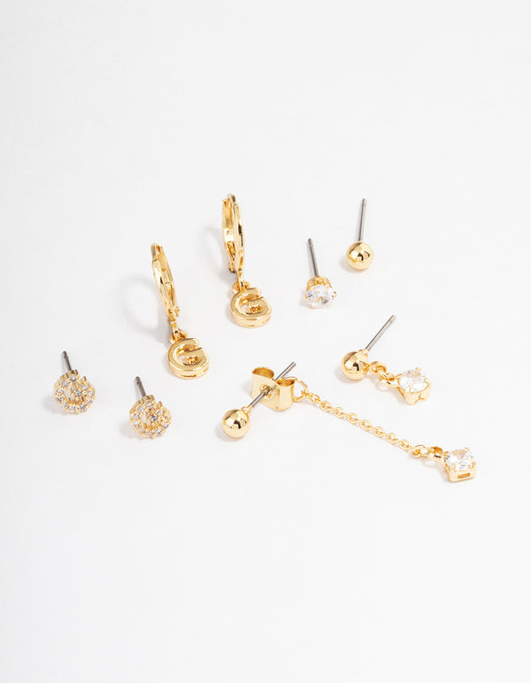Letter 'G' Gold Plated Initial Ear Stackers