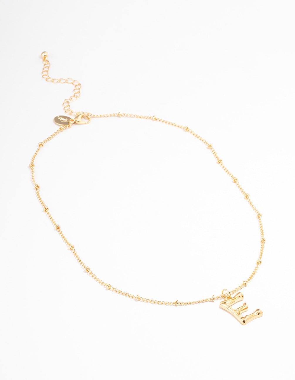 Letter 'E' Gold Plated Bamboo Initial Necklace