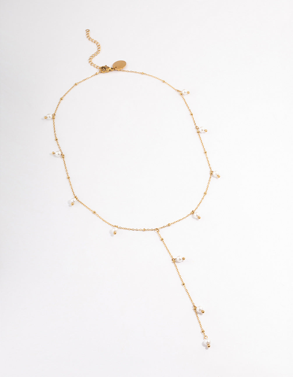Waterproof Gold Plated Stainless Steel Pearl Y-Necklace