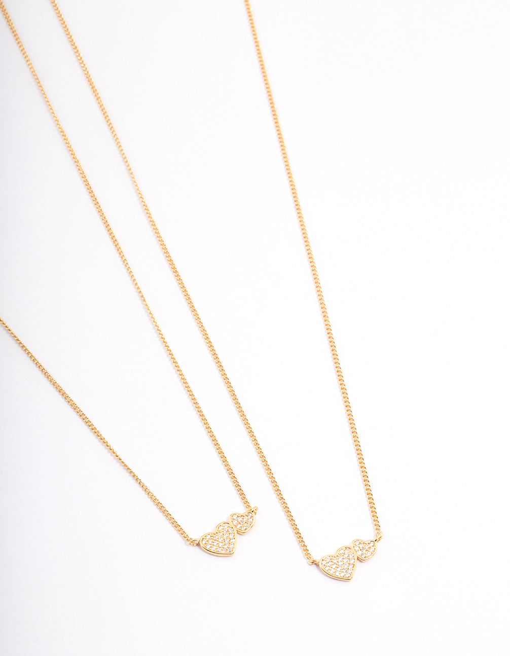 Gold Plated Cubic Zirconia Linked Hearts Necklace Pack