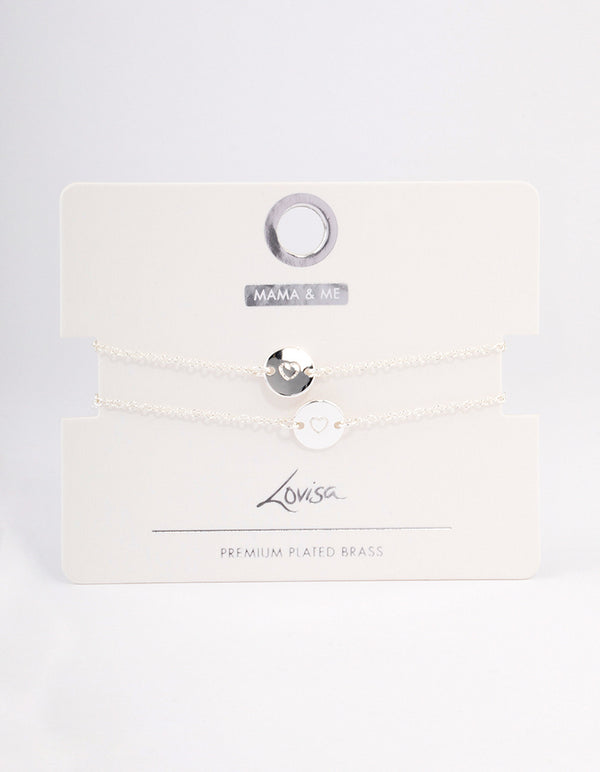 Silver Plated Heart Disc Bracelet Pack