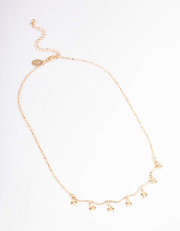 Gold Multi Wiggle Disc Necklace