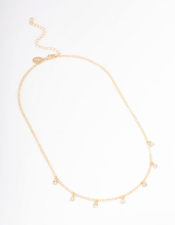 Gold Alternate Diamante Necklace