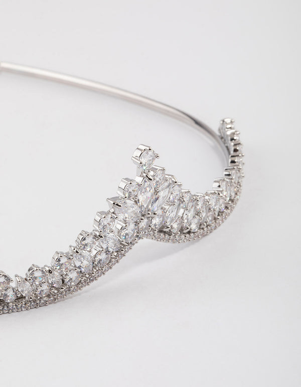 Silver Cubic Zirconia Mixed Stone Pointed Crown