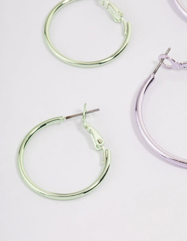 Silver Metallic Hoop Earrings Pack