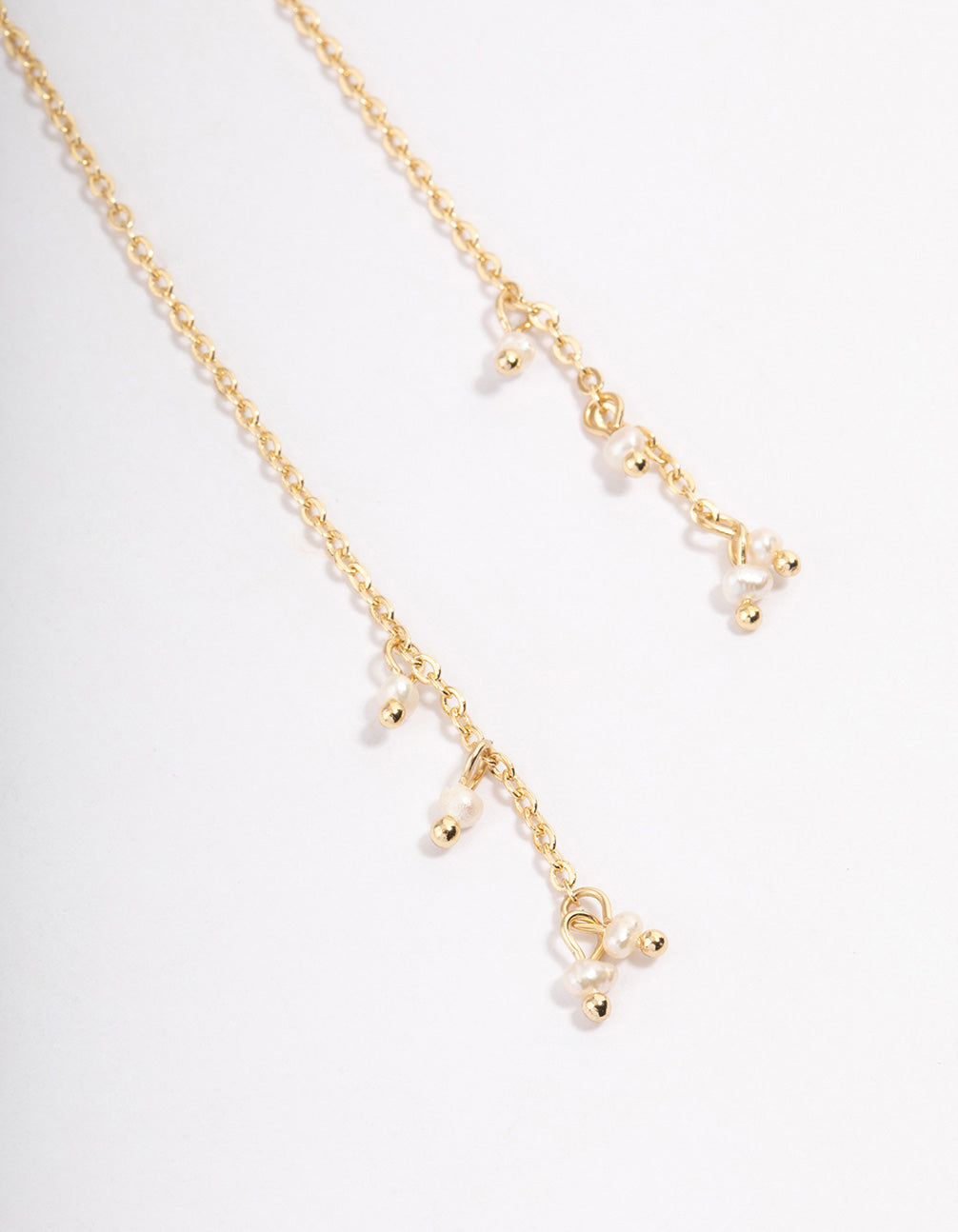 Gold Plated Mini Freshwater Pearl Chain Drop Earrings