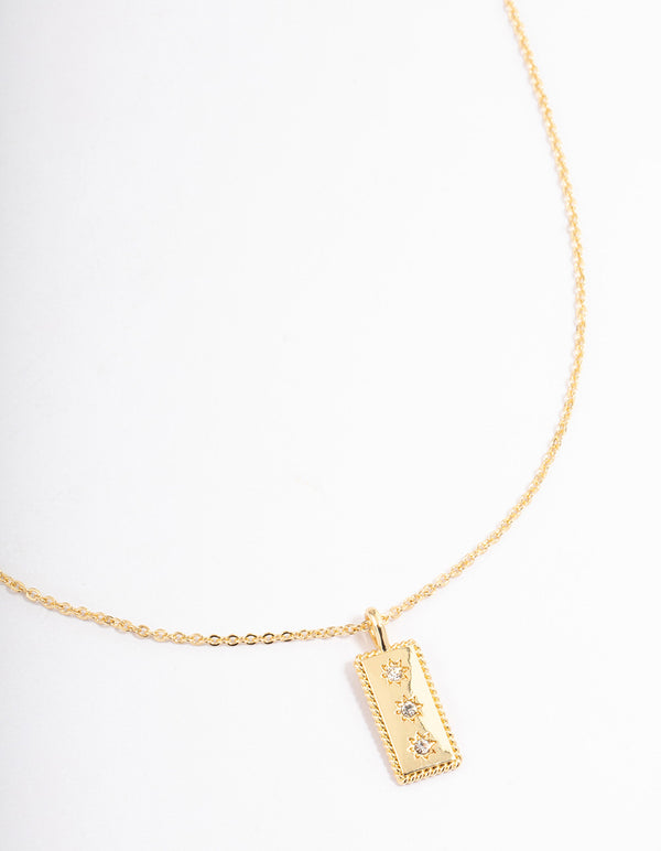 Gold Plated Triple Star Bar Necklace