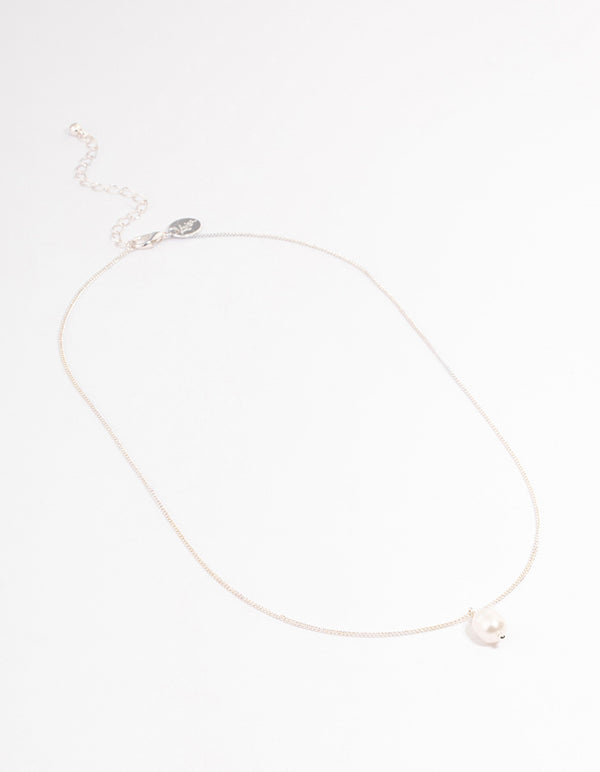 Silver Freshwater Pearl Drop Necklace