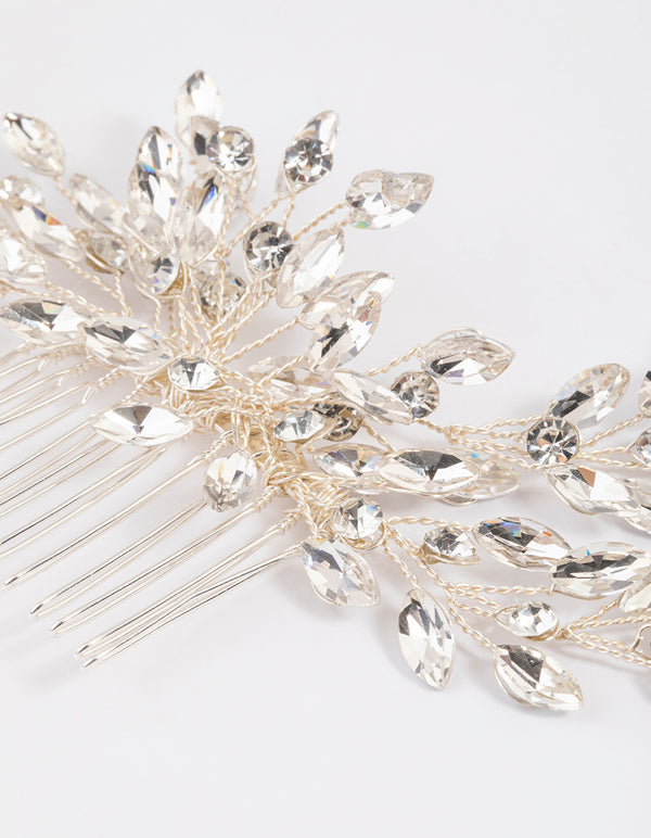 Silver Large Marquise Hair Comb