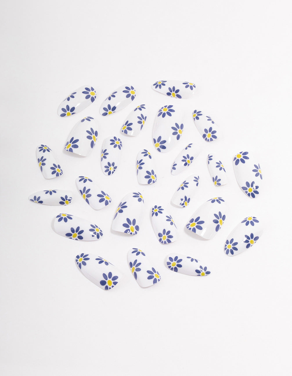 White Flower Press On Nails