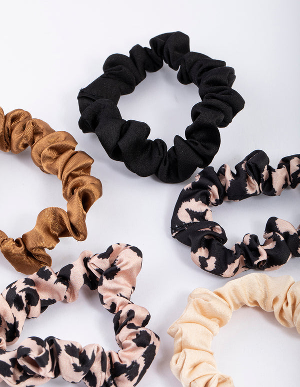 Fabric Thin Stone Animal Scrunchie 5-Pack
