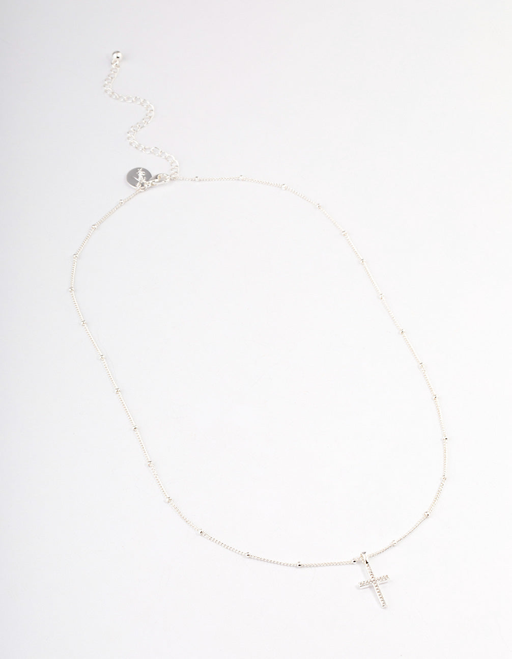 Silver Plated Brass Cubic Zirconia Pave Cross Necklace