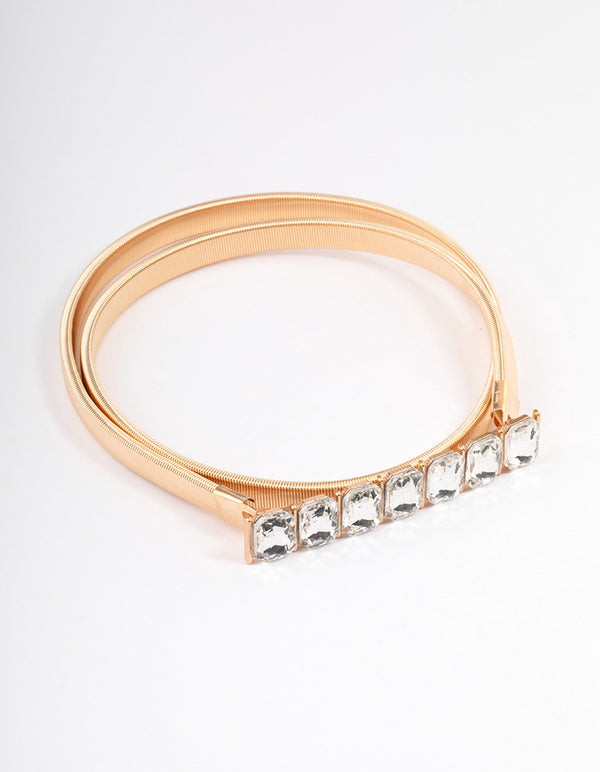 Gold Diamante Buckle Stretch Belt