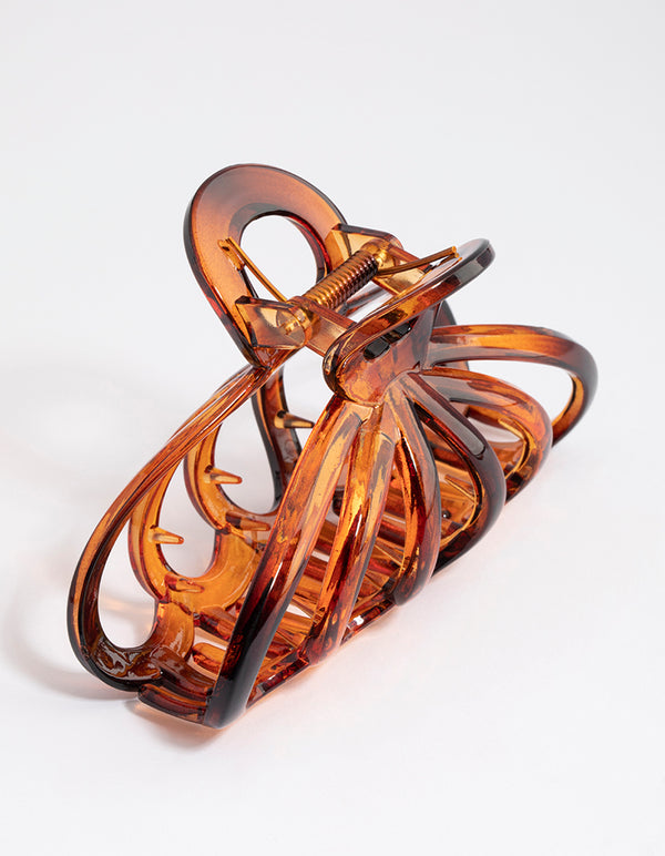 Brown Large Shell Cut Out Hair Claw Clip