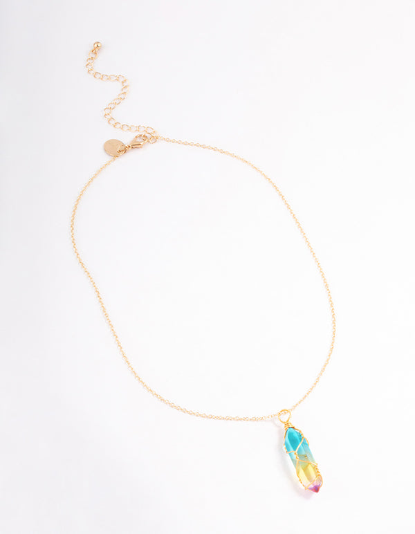 Gold Rainbow Crystal Necklace