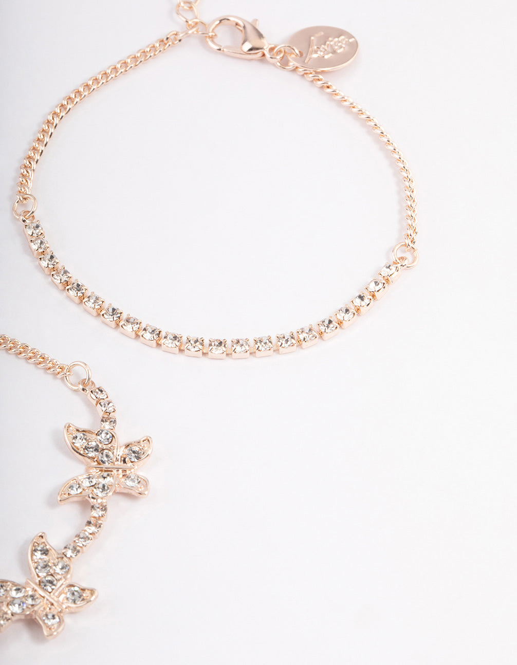 Rose Gold Diamante & Butterfly Bracelet Pack