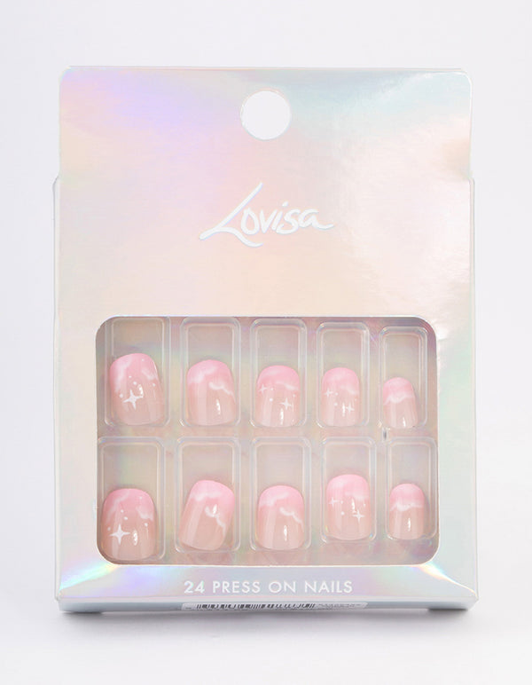 Tweens Pink Star & Cloud Press On Nails
