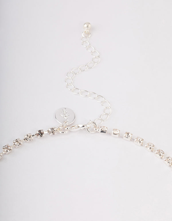 Silver Diamante Layered Statement Necklace
