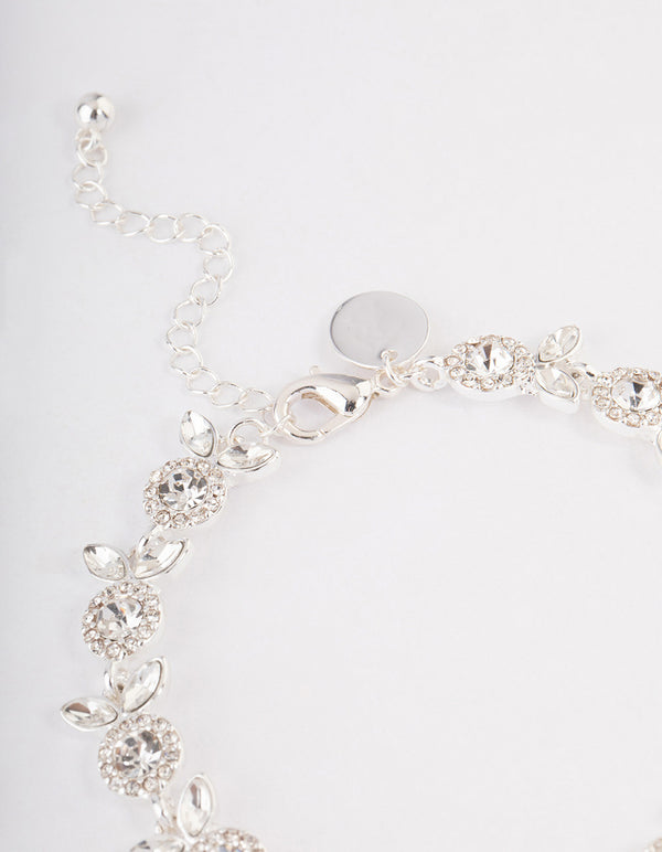 Silver Diamante Flower Bracelet