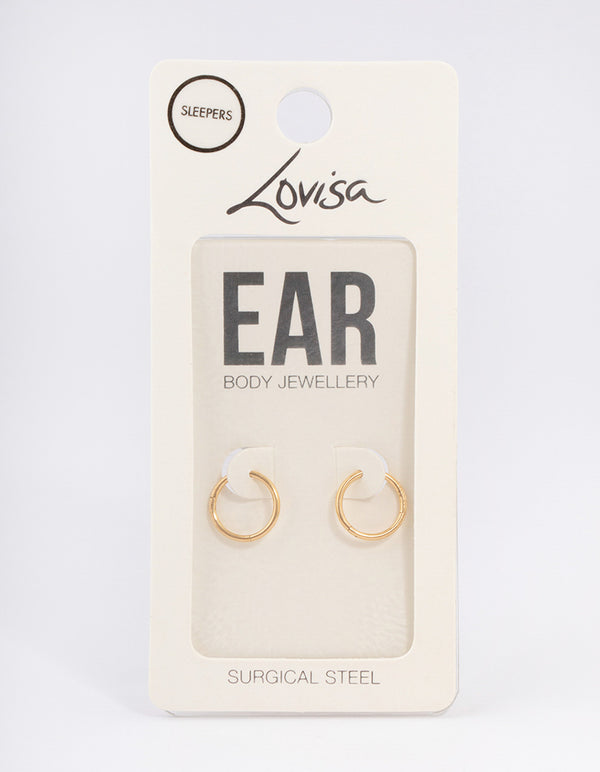Gold Plated Surgical Steel Sleeper Earrings 10mm