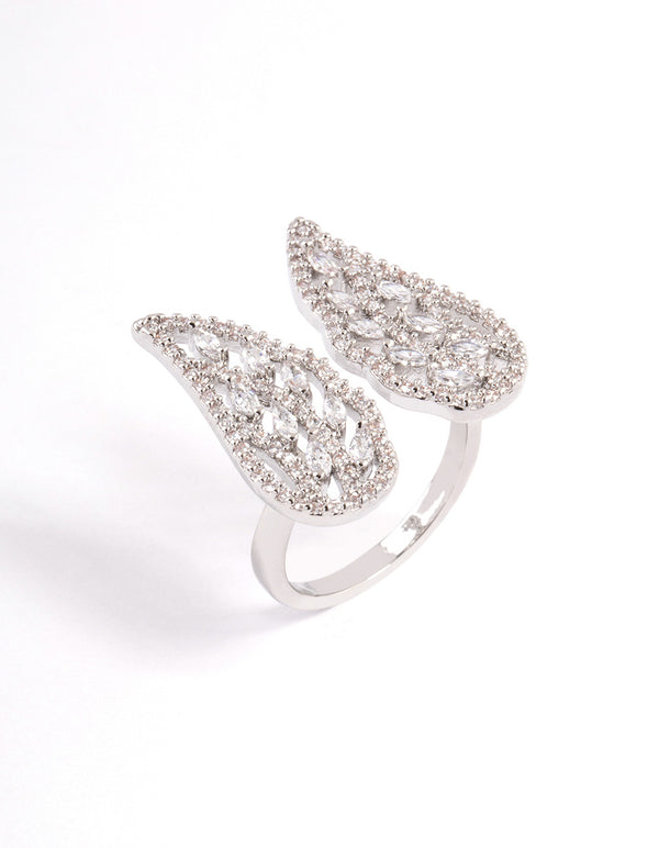 Silver Angelic Cubic Zirconia Wing Ring