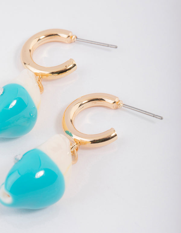 Gold Dropped Shell Hoop Earrings