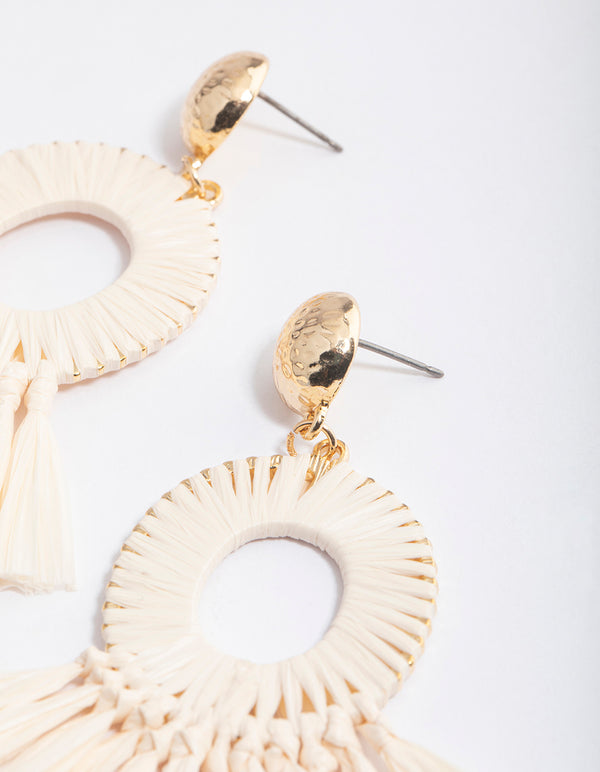 Gold Oval Fan Drop Earrings