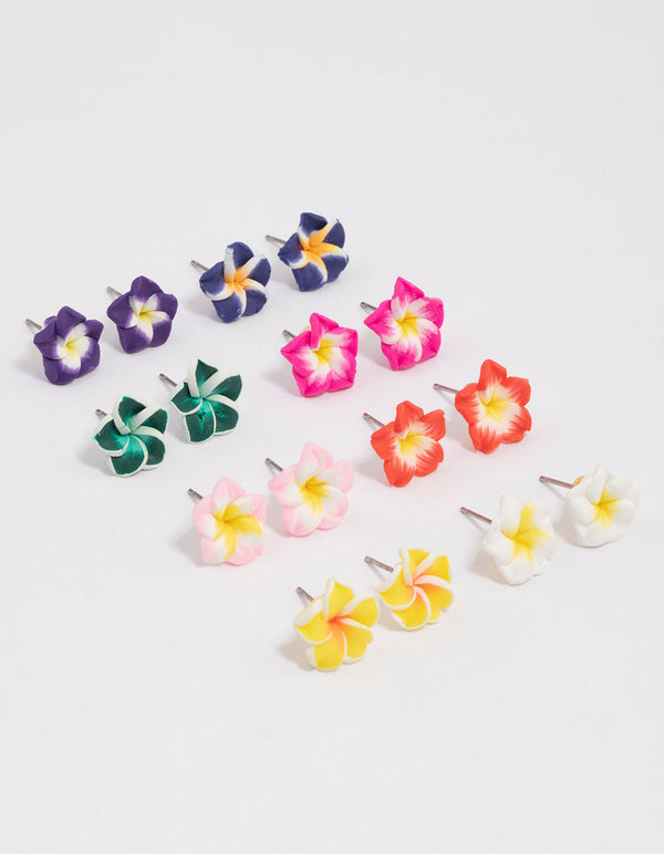 Bright Frangipani Stud Earrings 8-Pack