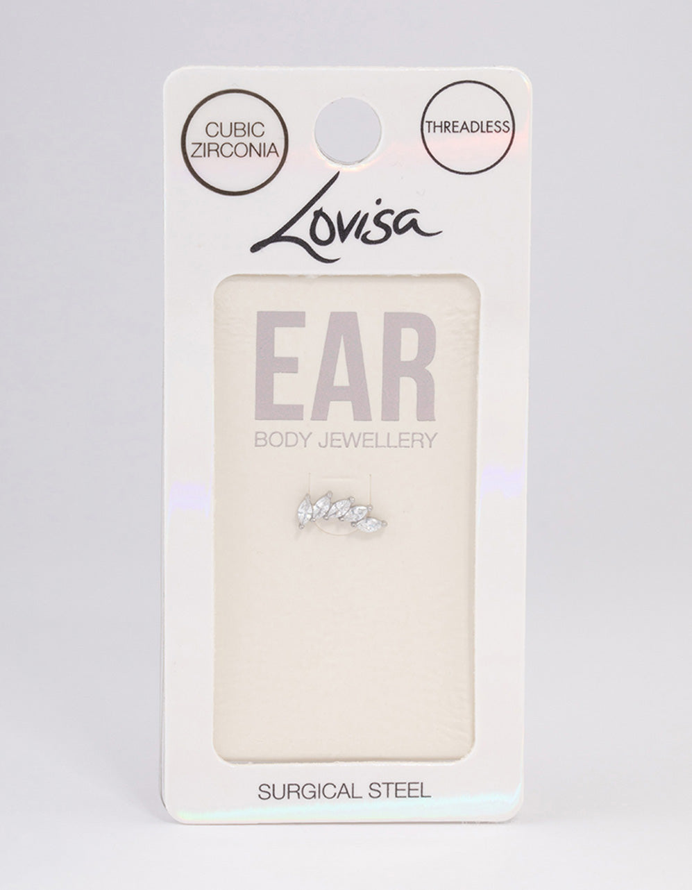 Surgical Steel Cubic Zirconia Leaf Stack Flat Back