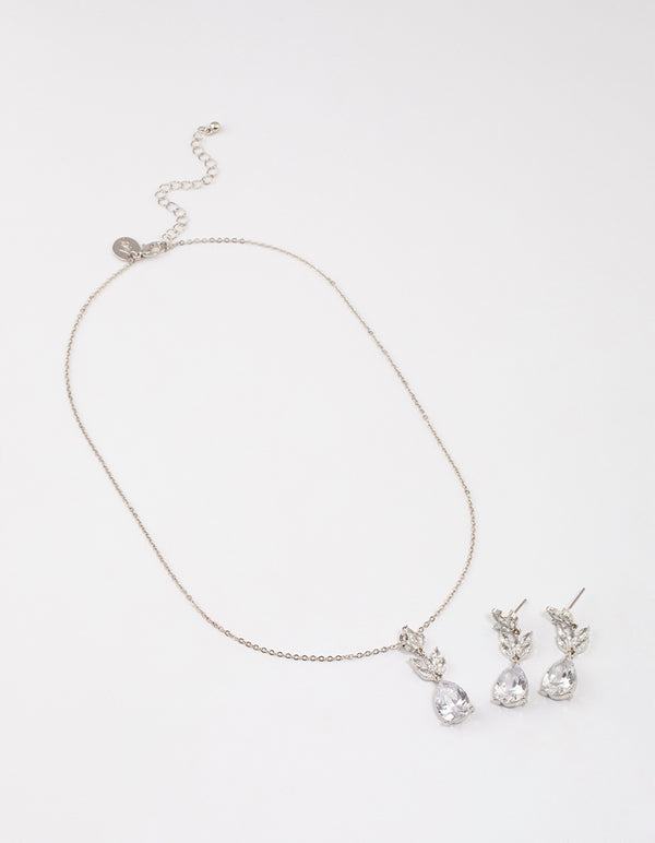 Silver Petal Jewellery Set