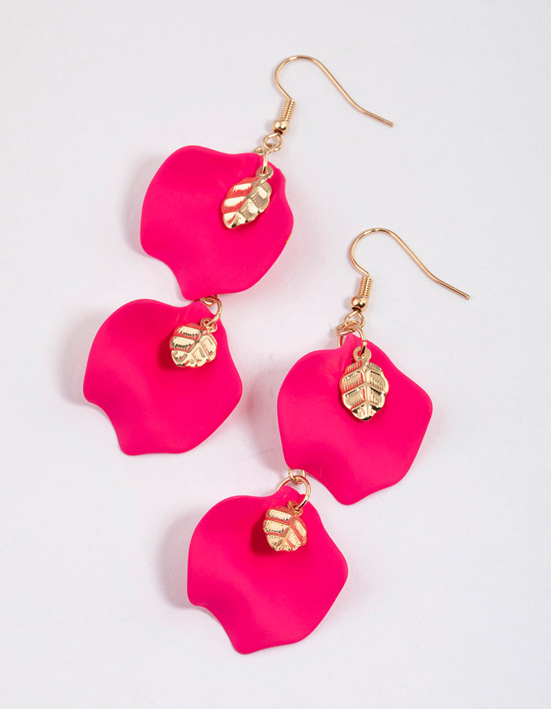 Elegant Gold-plated Flower Petal Drop Earrings On