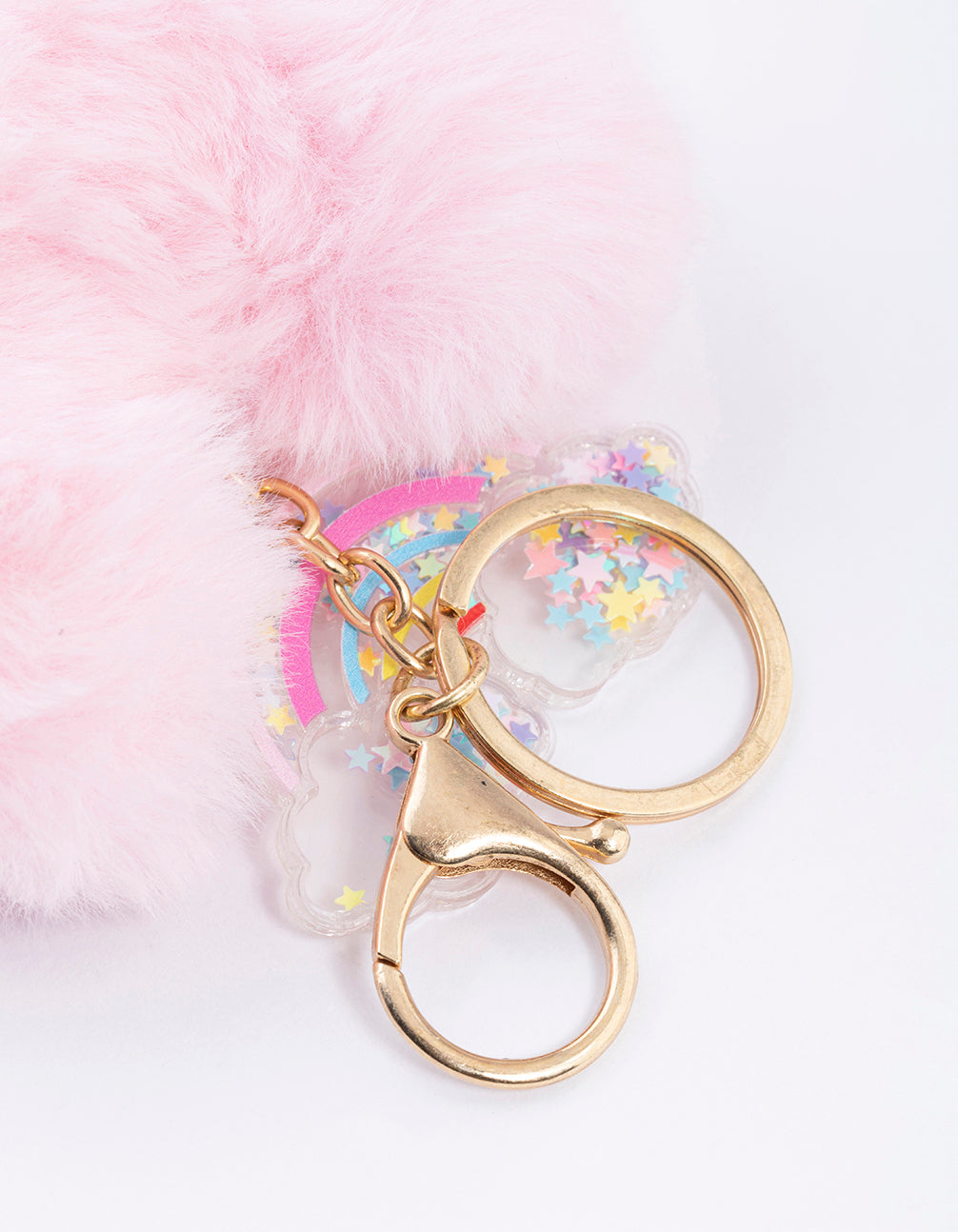 Kids Fabric Heart Pom Pom Key Ring