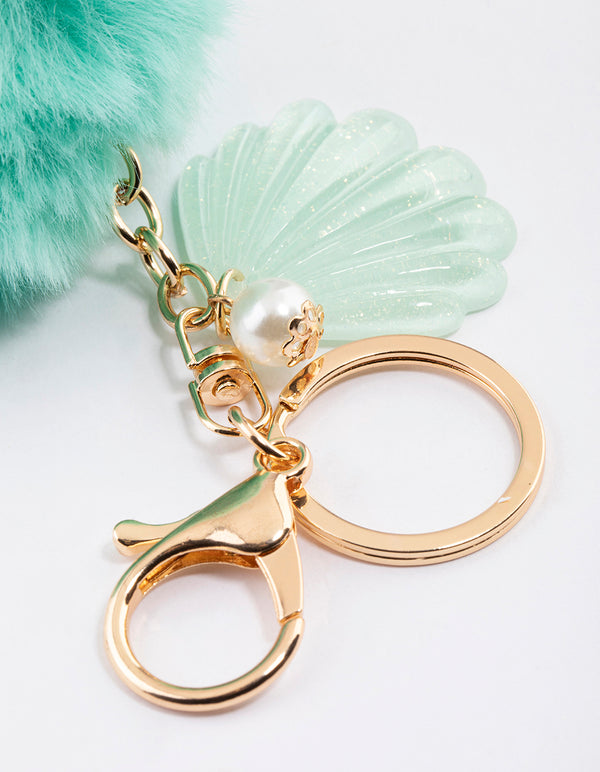 Kids Shell Pom Pom Key Ring