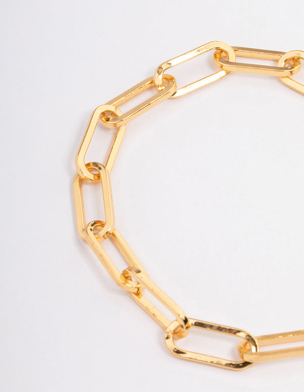 Gold Plated Rectangle Star Diamante Bracelet