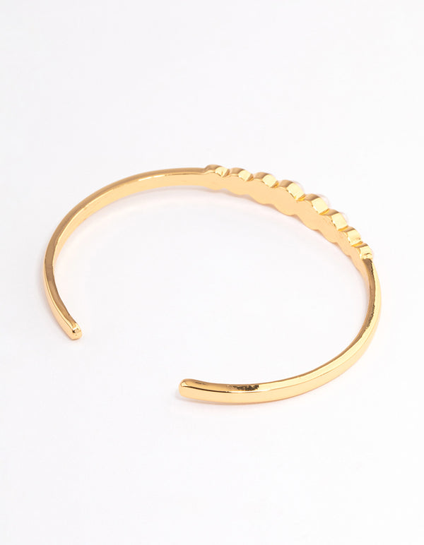 Gold Plated Graduated Pearl Wrist Cuff