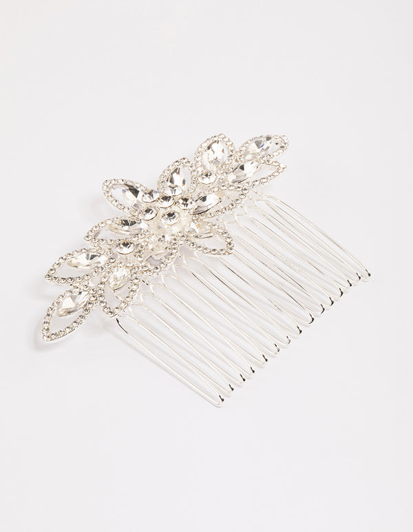Silver Halo Flower Hair Comb