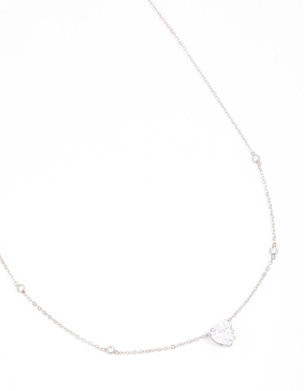 Surgical Steel Cubic Zirconia Statement Heart Pendant Necklace