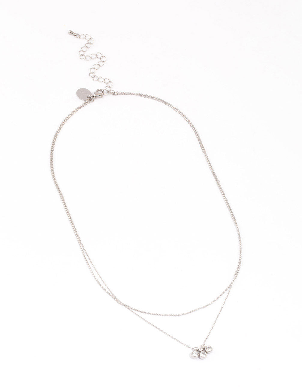 Surgical Steel Cubic Zirconia Bezel Trio Charm Necklace