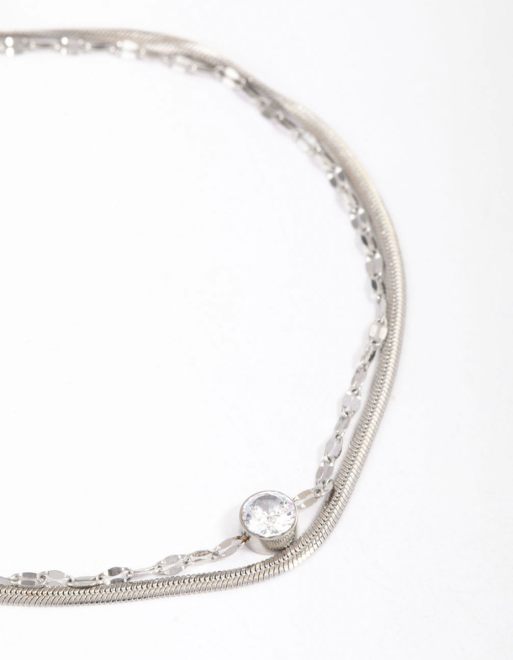 Surgical Steel Cubic Zirconia Double Thick Chain Bracelet