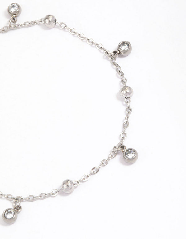 Surgical Steel Ball & Bezel Charm Bracelet
